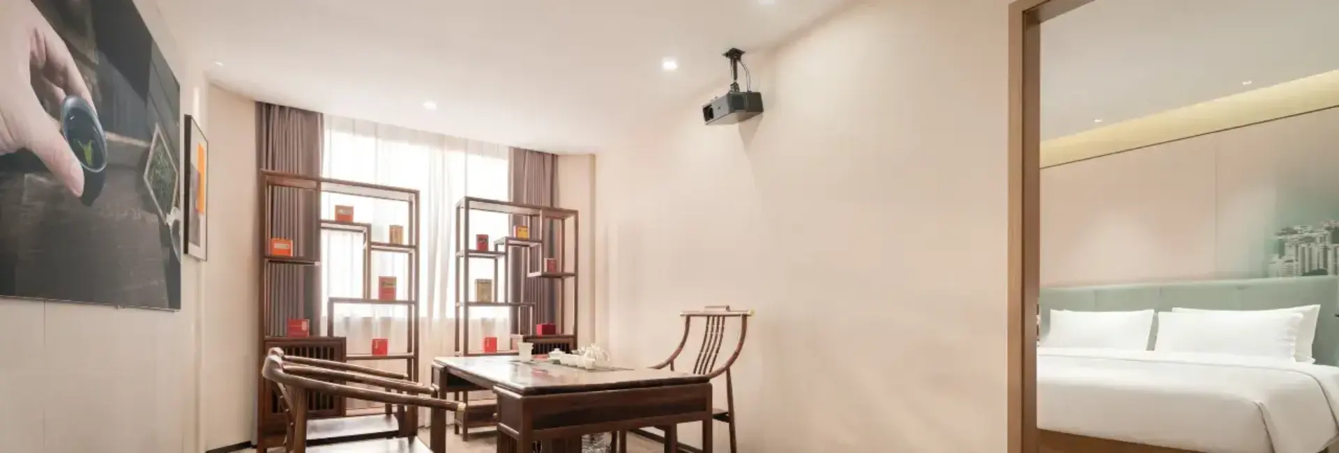 Executive Business Suite (Living Room Large Screen Projection + Zero-Pressure Mattress + Chinese Tea Table + Mini Refrigerator)