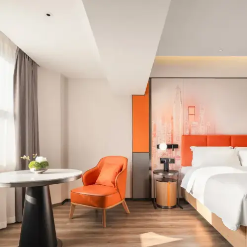 Light Luxury Audio-Visual Queen Room (Large Screen Projection + Smart Voice Control + Private Refrigerator)